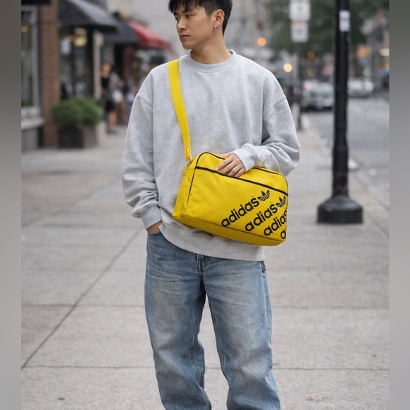 Adidas (vintage 70s) Yellow Vintage Duffle‎ Bag (13.5 x 8.5) gym bag